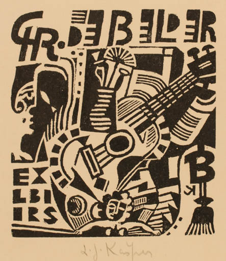 Exlibris by Ladislav J. Kaspar from Czech Republic for Josef De Belder - Music 