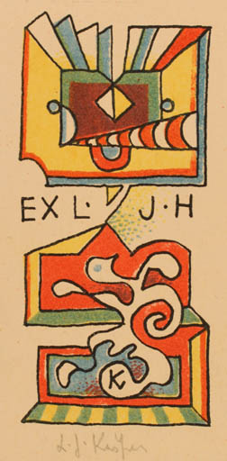 Exlibris by Ladislav J. Kaspar from Czech Republic for ? J.H. - Abstract 