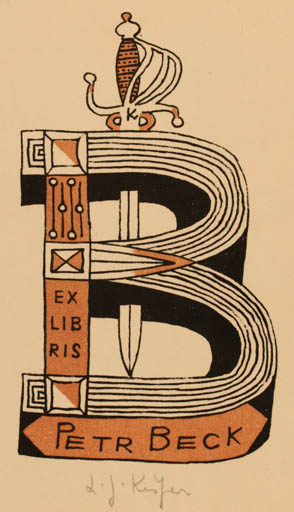 Exlibris by Ladislav J. Kaspar from Czech Republic for Petr Beck - Text/Writing 