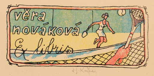 Exlibris by Ladislav J. Kaspar from Czech Republic for Vera Novakova - Sport/game 