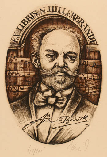 Exlibris by Renata Kaiserova from Czechoslovakia for Dr. Norbert Hillerbrandt - Portrait 