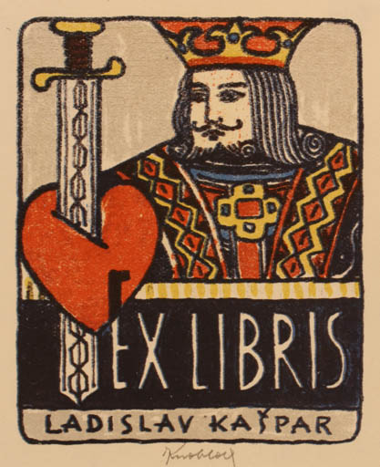 Exlibris by Bohuslav Knobloch from Czechoslovakia for Ladislav J. Kaspar - Sport/game 