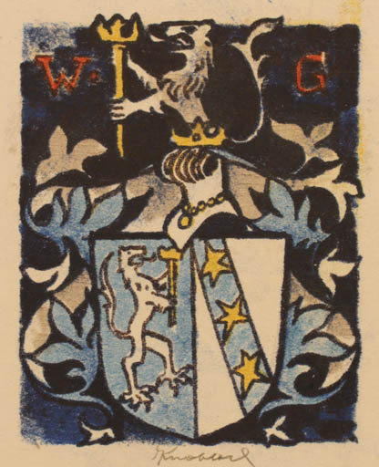 Exlibris by Bohuslav Knobloch from Czechoslovakia for ? W.G. - Heraldry 