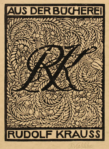 Exlibris by Frantisek Kobliha from Czechoslovakia for Rudolf Krauss - Monogram Ornament 