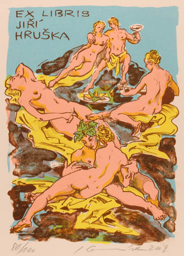 Exlibris by Ivan Komárek from Czechoslovakia for Jiri Hruska - Erotica 