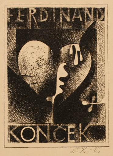 Exlibris by Lubica Koncekova- Vesela from Czechoslovakia for Ferdinand Koncek - Abstract 