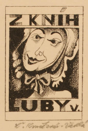 Exlibris by Lubica Koncekova- Vesela from Czechoslovakia for ? Luby - Portrait 