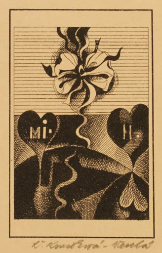 Exlibris by Lubica Koncekova- Vesela from Czechoslovakia for H Mi - Flower 