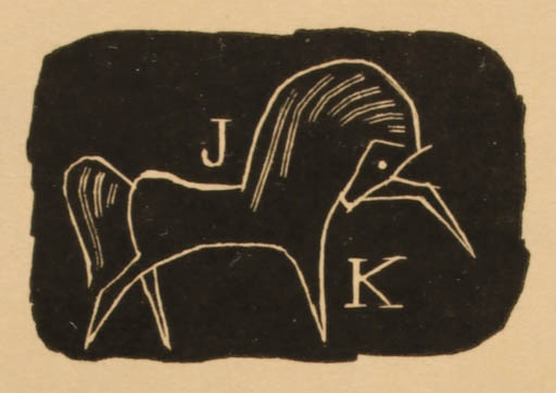 Exlibris by Emil Kotrba from Czechoslovakia for ? J. K. - Horse 