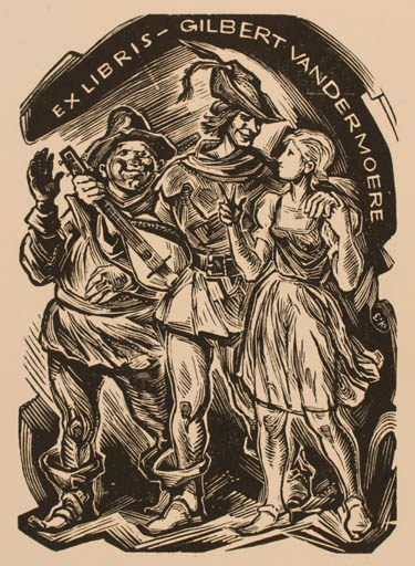 Exlibris by Emil Kotrba from Czechoslovakia for Gilbert Vandermoere - Woman Man Music 