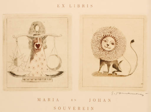 Exlibris by Emilie Tomanova from Czech Republic for Maria + Johannes Souverein - 