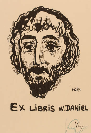 Exlibris by ? Kypck from Czechoslovakia for Dr. Werner Daniel - Man Portrait 