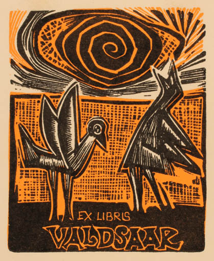 Exlibris by Abel Lee from Canada for ? Valdsaar - Bird Sun 