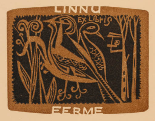 Exlibris by Abel Lee from Canada for Linna Eerme - Bird 