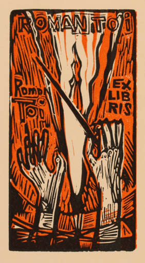 Exlibris by Abel Lee from Canada for Roman Toi - Hand(s) Music 