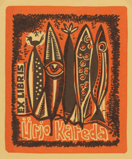 Exlibris by Abel Lee from Canada for Ürjo Kareda - Fish 