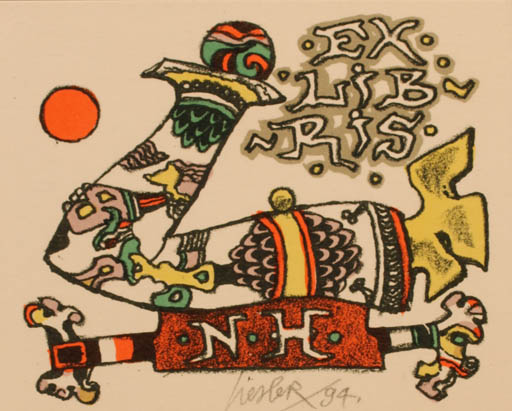 Exlibris by Josef Liesler from Czechoslovakia for ? N. H. - Abstract 