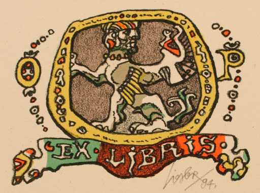 Exlibris by Josef Liesler from Czechoslovakia for ? O.P. - Fable Animal 