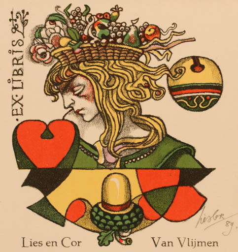 Exlibris by Josef Liesler from Czechoslovakia for Lies & Cor van Vlijmen - Woman 