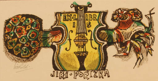 Exlibris by Josef Liesler from Czechoslovakia for Jiri Porizka - Music 