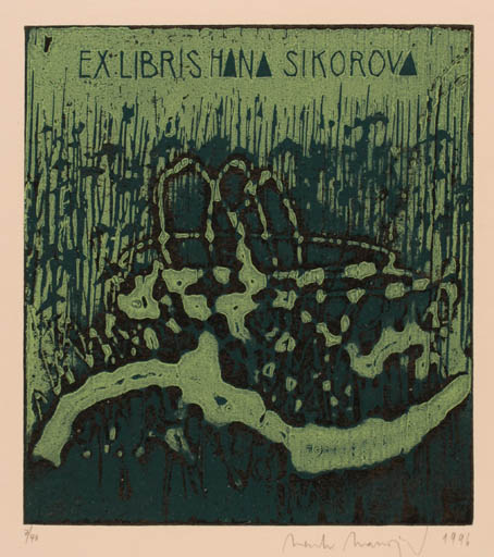 Exlibris by Martin Manojlin from Czechoslovakia for Hana Sikorova - Abstract 