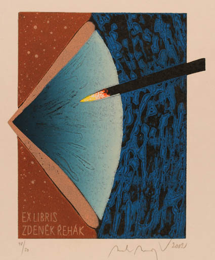 Exlibris by Martin Manojlin from Czechoslovakia for Zdenek Rehak - Abstract 