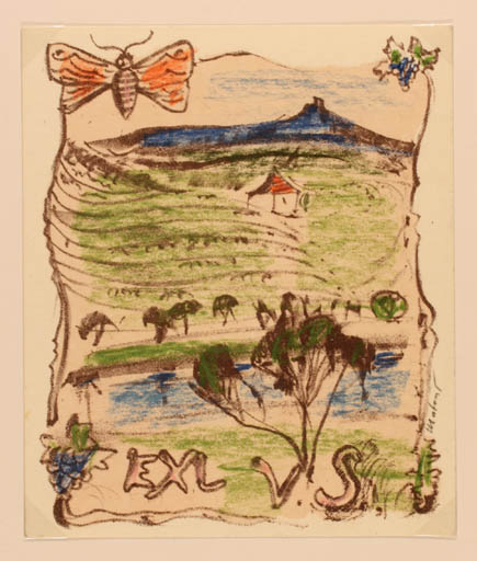 Exlibris by Miroslav Matous from Czechoslovakia for ? V.S. - Insect Scenery/Landscape 