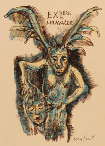 Exlibris by Miroslav Matous from Czechoslovakia for Ladislav Hlavácek - Fable Animal 