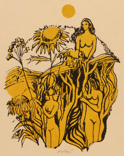 Exlibris by Miroslav Matous from Czechoslovakia for ? ? - Flora Woman Scenery/Landscape 