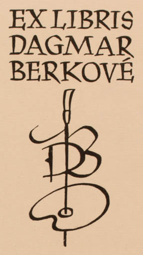 Exlibris by O Menhart from Czechoslovakia for Dagmar Berková - Monogram Text/Writing 