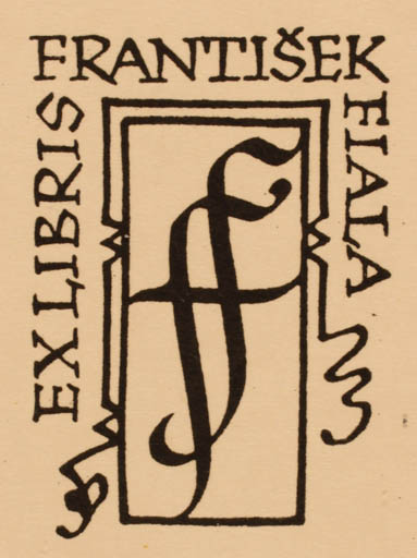 Exlibris by O Menhart from Czechoslovakia for Frantisek Fiala - Monogram Text/Writing 