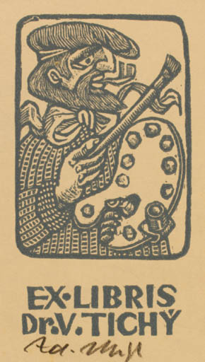 Exlibris by Zdenek Mezl from Czechoslovakia for Vladimir Tichy - Art Man 