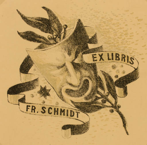 Exlibris by J Mehelka from Czechoslovakia for Frant Schmidt - Theater/Cirkus 