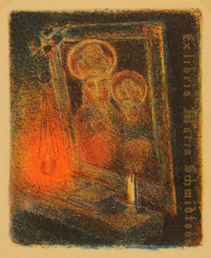 Exlibris by J Mehelka from Czechoslovakia for Maria Schmitová - Book Religion 