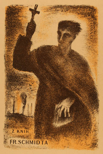 Exlibris by J Mehelka from Czechoslovakia for Frantiska Schmidta - Religion 