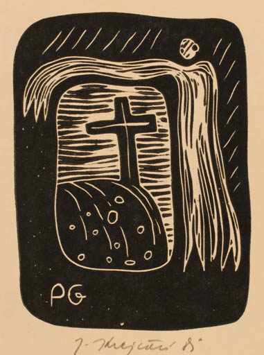 Exlibris by Jana Krejcova from Czechoslovakia for ? P.G. - Religion 