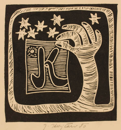 Exlibris by Jana Krejcova from Czechoslovakia for ? K - Hand(s) 