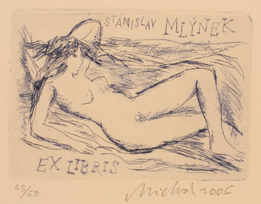 Exlibris by Rastislav Michal from Czech Republic for Stanislav Mlýnek - Woman Nude 