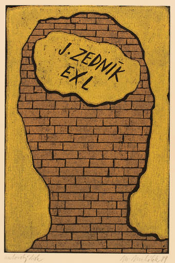 Exlibris by Milos Michalek from Czechoslovakia for J Zednik - Abstract 