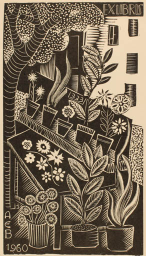 Exlibris by R. Bleuce from Spain for Asociación de exlibristes Barcelona - City Flora 