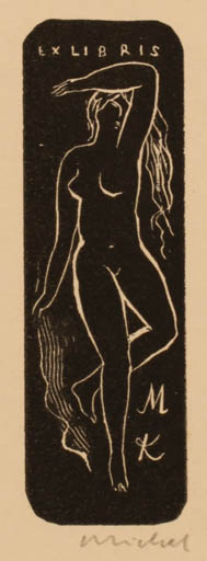 Exlibris by Rastislav Michal from Czech Republic for ? M.K. - Woman Nude 