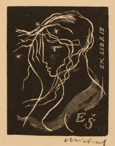 Exlibris by Rastislav Michal from Czech Republic for ? E. S. - Woman Portrait 