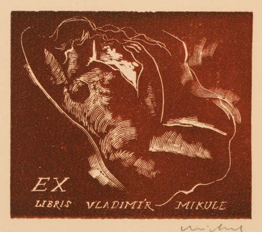 Exlibris by Rastislav Michal from Czech Republic for Vladimir Mikule - Woman Nude 