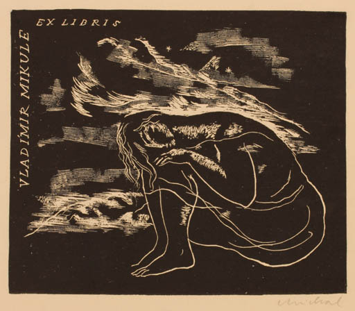 Exlibris by Rastislav Michal from Czech Republic for Vladimir Mikule - Woman 