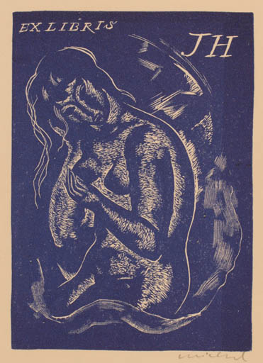 Exlibris by Rastislav Michal from Czech Republic for ? J. H. - Woman Nude 