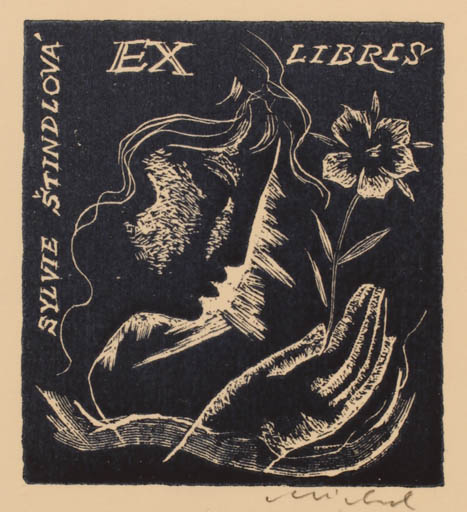 Exlibris by Rastislav Michal from Czech Republic for Sylvie Stindlová - Flower Woman 