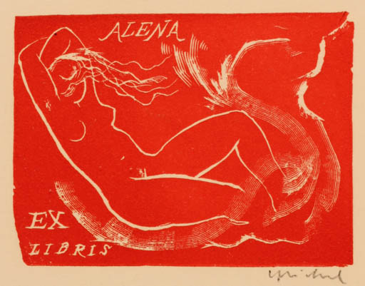 Exlibris by Rastislav Michal from Czech Republic for ? Alena - Woman Nude 