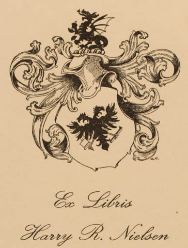 Exlibris by O Hedegaard from Denmark for Harry R. Nielsen - Heraldry 