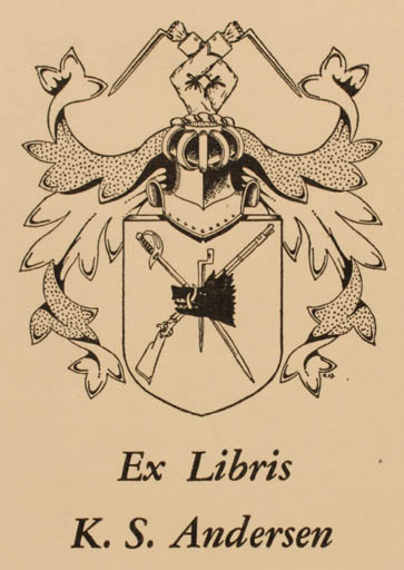 Exlibris by O Hedegaard from Denmark for K.S. Andersen - Heraldry Weapon 