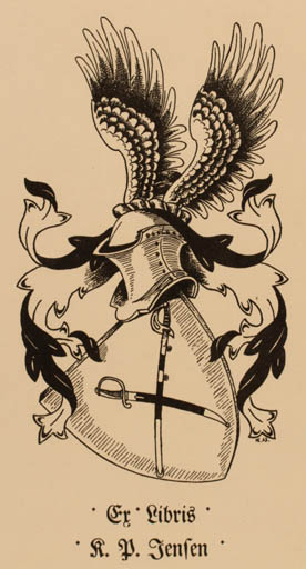 Exlibris by O Hedegaard from Denmark for K.P. Jensen - Heraldry 